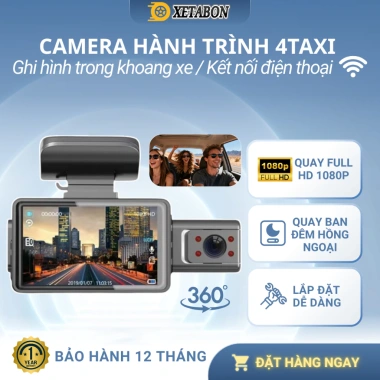 Camera hành trình 4taxi 360 độ 1.080P DVR hồng ngoại ban đêm, kết nối điện thoại, bảo hành 12 tháng - Giá chỉ 700.000