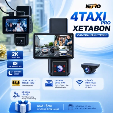 Camera hành trình 4TAXI Pro 3 mắt cam 2K/FHD, 4Taxi 2 mắt cam, kết nối smartphone, bảo hành 12 tháng - giá chỉ 699.000₫