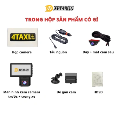 Camera hành trình 4TAXI Pro 3 mắt cam 2K/FHD, 4Taxi 2 mắt cam, kết nối smartphone, bảo hành 12 tháng - giá chỉ 699.000₫