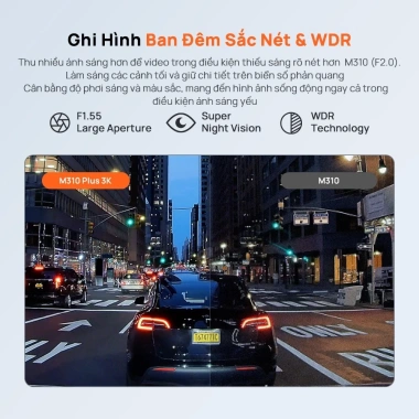 Camera Hành Trình 70mai M310 Plus 3K HD Quốc Tế - Ghi Hình 3K, Điều Khiển Giọng Nói, Giá 2.21 Triệu