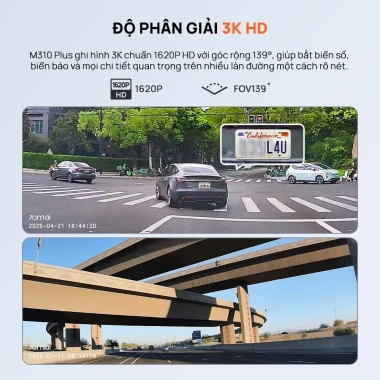 Camera Hành Trình 70mai M310 Plus 3K HD Quốc Tế - Ghi Hình 3K, Điều Khiển Giọng Nói, Giá 2.21 Triệu