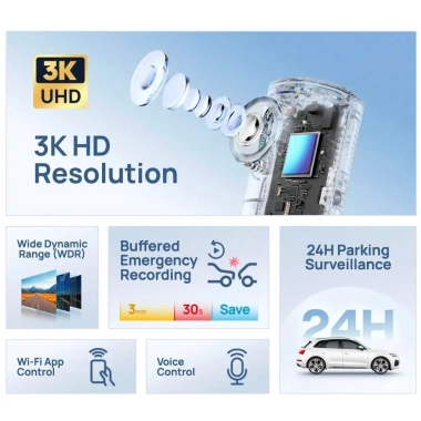 Camera hành trình 70mai Pro M310 3K, khẩu độ F1.55, góc siêu rộng, Night Vision - 1,229,000₫