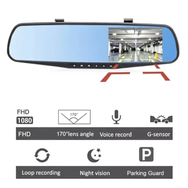Camera hành trình Full HD 1.080P Ống kính kép DVR, hỗ trợ chiếu hậu, giảm giá 22% - Chỉ 349,389₫