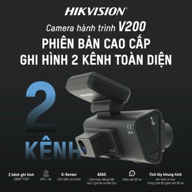 Camera Hành Trình HIKVISION V200 V300 3 kênh 4G ADAS ghi hình trước trong cabin sau xe giảm giá 3.199.000 VND