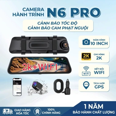 Camera Hành Trình K10 GPS Gắn Gương 4K – Cảnh Báo Tốc Độ & Giao Thông, Bảo Hành 12T – 1.9 Triệu