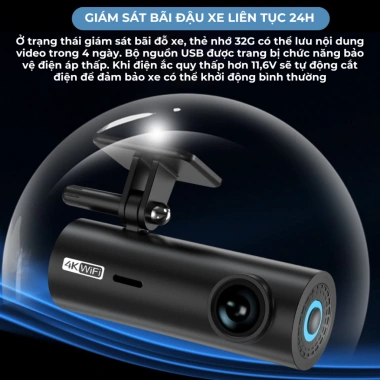 Camera hành trình KAW 4K WiFi 2.160P HD không màn hình tầm nhìn ban đêm keo 3M bảo hành 12 tháng giá 1,267,000 VND