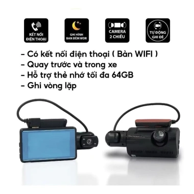 Camera hành trình ô tô 2 mắt F2 ống kính kép góc rộng 1.080p/720p WIFI - 550k 2
