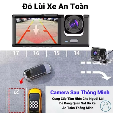 Camera hành trình ô tô 3 mắt C309 1.080P ghi trước & sau, hồng ngoại, WiFi, 399k 6