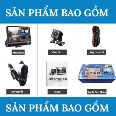 Camera hành trình ô tô 3 mắt Full HD 1.080p - Ghi hình trước, trong, sau và cam lùi, giá 512.840 VND 2 Camera hành trình ô tô 3 mắt Full HD 1.080p - Ghi hình trước, trong, sau và cam lùi, giá 512.840 VND 2