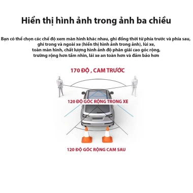 Camera hành trình ô tô 3 mắt Full HD 1.080p - Ghi hình trước, trong, sau và cam lùi, giá 512.840 VND