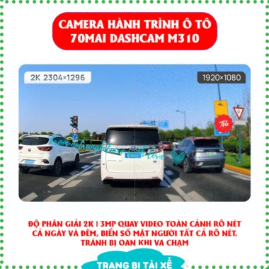 Camera hành trình ô tô 70mai M310 2K 3MP toàn cảnh ngày đêm, hình ảnh rõ nét, giảm giá 420.000 VND