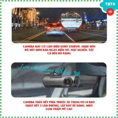 Camera hành trình ô tô 70mai M310 2K 3MP toàn cảnh ngày đêm, hình ảnh rõ nét, giảm giá 420.000 VND
