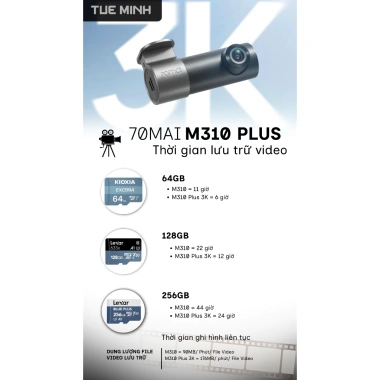 Camera hành trình ô tô 70mai M310 Plus – Quốc tế chính hãng, giảm 27% còn 1.090.000₫ 5