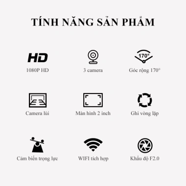 Camera hành trình ô tô CkeyiN QC023H 3 ống kính Wifi HD 1.080p hồng ngoại 466.000₫ 3