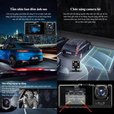 Camera hành trình ô tô CkeyiN QC023H 3 ống kính Wifi HD 1.080p hồng ngoại 466.000₫ 5