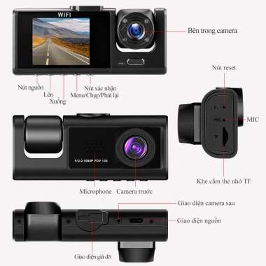 Camera hành trình ô tô CkeyiN QC023H 3 ống kính Wifi HD 1.080p hồng ngoại 466.000₫ 9