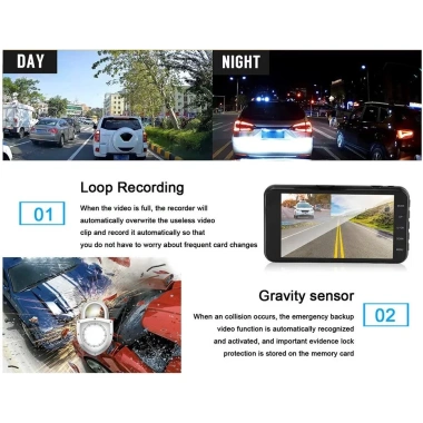 Camera Hành Trình Ô Tô Dual Lens Y6 Full HD 1.296P: Màn Hình Cảm Ứng, WiFi Kết Nối Điện Thoại, Giá Ưu Đãi 715.000₫