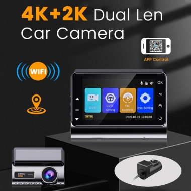 Camera hành trình ô tô GPS 4K+2K, 2 camera trước sau, đỗ xe, va chạm, App tương thích 1.569.000₫