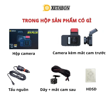 Camera hành trình ô tô K4 3 inch Full HD 1.080P ghi hình kép kết nối điện thoại bảo hành 12 tháng - 690.000₫