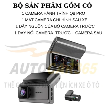 Camera hành trình ô tô Q8 Pro 2K5 2K Full HD, góc rộng 170 độ, ghi trước sau, hỗ trợ ghi đêm, giá chỉ 1,379,000 VND