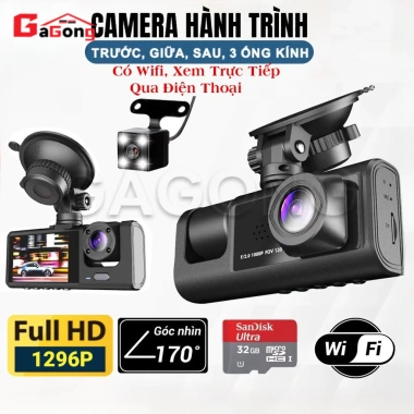 Camera hành trình ô tô Taxi 3 mắt 1.080p Wi‑Fi hồng ngoại ghi siêu nét 360.000₫