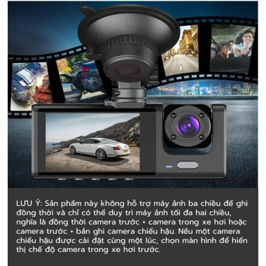 Camera hành trình ô tô Taxi 3 mắt 1.080p Wi‑Fi hồng ngoại ghi siêu nét 360.000₫