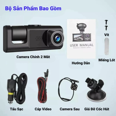 Camera hành trình ô tô Taxi 3 mắt 1.080p Wi‑Fi hồng ngoại ghi siêu nét 360.000₫