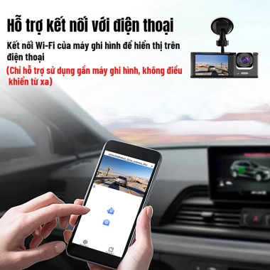 Camera hành trình ô tô Taxi 3 mắt WiFi HD 1.080p tốc độ cao hồng ngoại siêu nét 340k 4