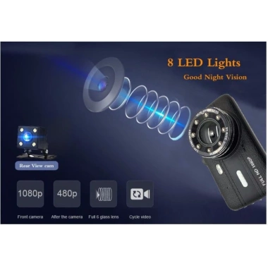 Camera hành trình ô tô trước sau X004 Full HD 1.080P 8 LED – Tiếng Việt, phù hợp mọi loại xe, giá 409.000₫