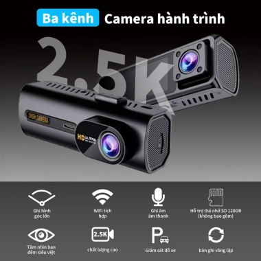 Camera hành trình ô tô Unisen F5 3 camera 1.440P HD vòng lặp tự động 1.299.000₫