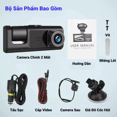 Camera Hành Trình Ô Tô Wifi GPS Đo Tốc Độ 3 Camera Quay Trước, Trong, Sau - Giá Ưu Đãi 360.000đ