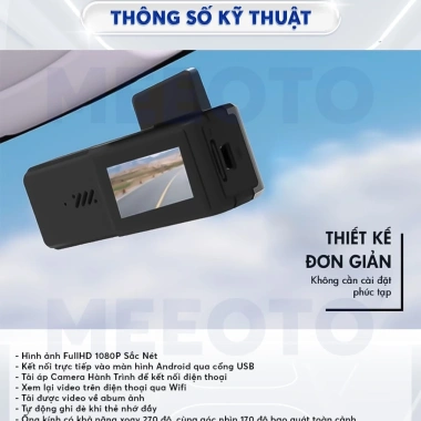 Camera hành trình ô tô Wifi Meeoto - Kết nối Android Ghi hình 1.080p Giá 799.000 VND