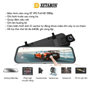 Camera hành trình ô tô X10 lắp gương chiếu hậu 10 inch, đa chế độ quan sát, kết nối điện thoại, BH 1 năm - 1.000.000đ 2 Camera hành trình ô tô X10 lắp gương chiếu hậu 10 inch, đa chế độ quan sát, kết nối điện thoại, BH 1 năm - 1.000.000đ 2