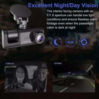 Camera hành trình ôtô WiFi 3 mắt, kép Full HD 1.080, quay trước, trong, sau - xem qua điện thoại, giá 650.000