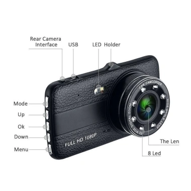 Camera hành trình trước sau 1.080P tích hợp 8 LED - Giá chỉ 515.000 VND, giảm mạnh