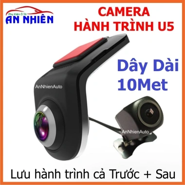 Camera Hành Trình U5 2 Mắt Trước Sau 1.080P Siêu Nét Dây 10M/6M cho Android Ô Tô