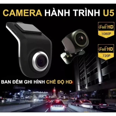 Camera Hành Trình U5 2 Mắt Trước Sau 1.080P Siêu Nét Dây 10M/6M cho Android Ô Tô