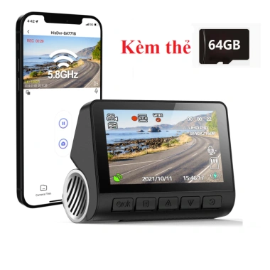 Camera hành trình V55S 4K 1.080P A800S 7mile – Ghi trong & sau, nối dài, chỉ 950.000₫