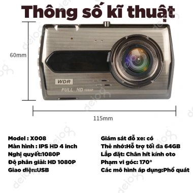 Camera Hành Trình X008 HD 1.080 Siêu Nét G30 NL, Ghi 60fps, Dễ Lắp Đặt - Giá 177.450 VND 3
