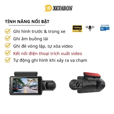 Camera hành trình XETABON 4 TAXI ống kính kép góc rộng 1.080p/720p WIFI điện thoại bảo hành 12 tháng giá 700.000 VND