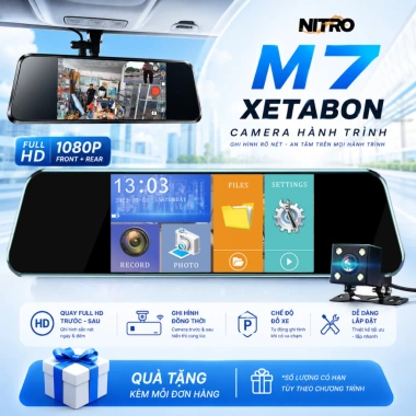 Camera hành trình XETABON M7 gương chiếu hậu FullHD, ghi hình trước sau, BH 12 tháng - 639.000₫