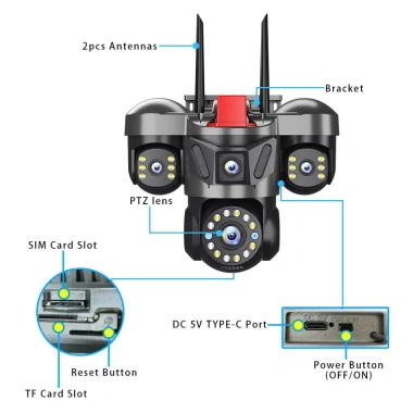 Camera HiEasy 46MP 4 mắt 4 khung hình - Wifi, Xoay 360, Chống nước, Giá 776k
