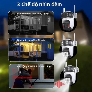 Camera KD153 Wifi 3 Mắt Quan Sát Xoay 360 Chế Độ Ban Đêm Âm Thanh 2 Chiều Đèn Flash Gọi Thoại Thực Tế Giá 820.000 6 Camera KD153 Wifi 3 Mắt Quan Sát Xoay 360 Chế Độ Ban Đêm Âm Thanh 2 Chiều Đèn Flash Gọi Thoại Thực Tế Giá 820.000 6