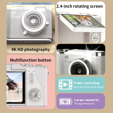 Camera kỹ thuật số RENEAR 48MP 4K CCD Zoom 8X, màn hình lật 180°, siêu gọn cho học sinh - Giá chỉ 460.900₫ 7