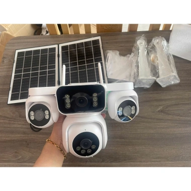 Camera năng lượng mặt trời SIM 4G 4 mắt 4 màn hình, xoay 360°, 2 pin, 1.917.000đ 2