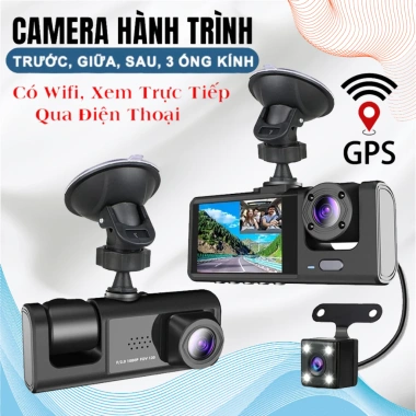 Camera ô tô Wifi GPS 3 mắt, ghi âm buồng lái, ghi hình trước, trong/sau xe - 469.000đ 8