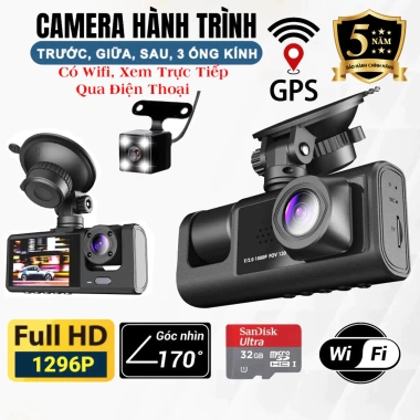 Camera ô tô Wifi GPS 3 mắt, ghi âm buồng lái, ghi hình trước, trong/sau xe - 469.000đ 9