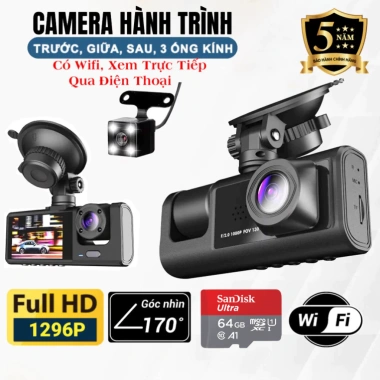 Camera ô tô Wifi GPS 3 mắt, ghi âm buồng lái, ghi hình trước, trong/sau xe - 469.000đ 10
