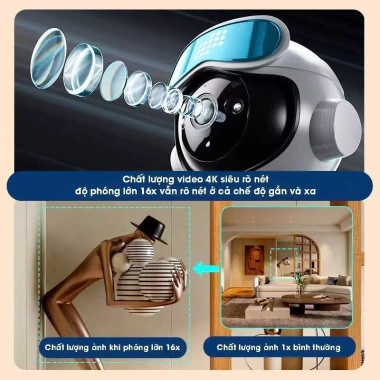 Camera Robot Baby WiFi iCam Mini 1.080P - Đàm thoại 2 chiều, xoay 360°, theo dõi bé