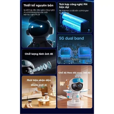 Camera Robot Baby WiFi iCam Mini 1.080P - Đàm thoại 2 chiều, xoay 360°, theo dõi bé